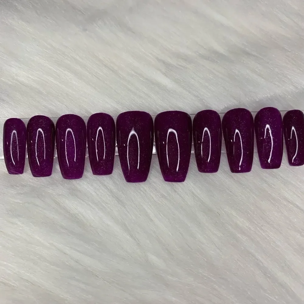 Classic Purple Heart Custom Press On Nails | High Quality Nails | Handmade - Picture 3 of 12